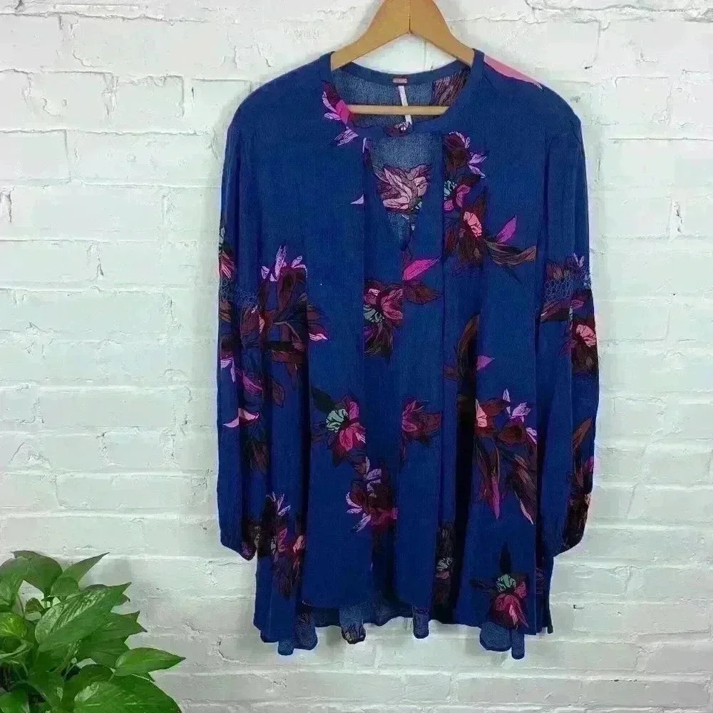 Free People Long Sleeve Floral Swing Tunic Size S